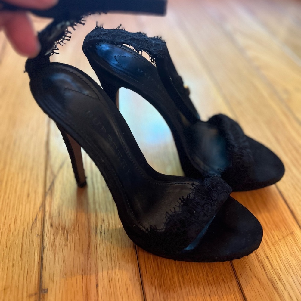 Burberry Black Lace sandal heels